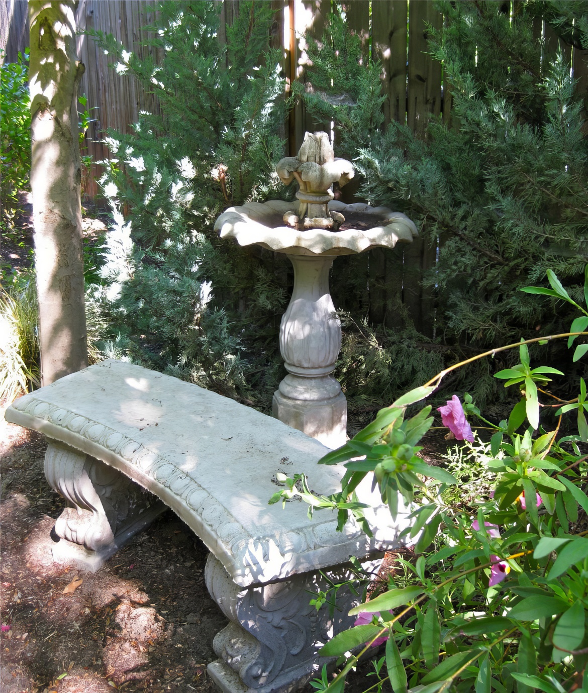 Bench and Fountain